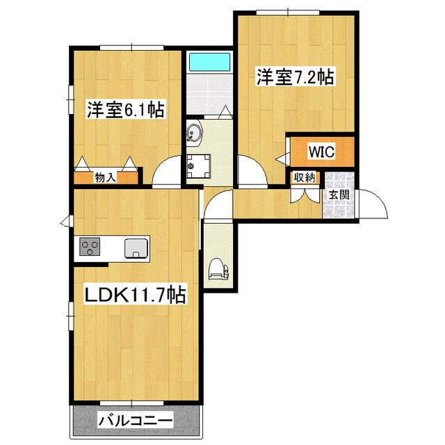リッツガーデン学園の森(2LDK/2階)の間取り写真