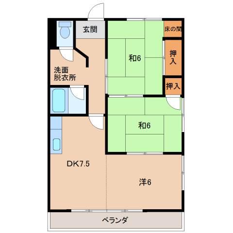 第二松浦マンション(3DK/3階)の間取り写真