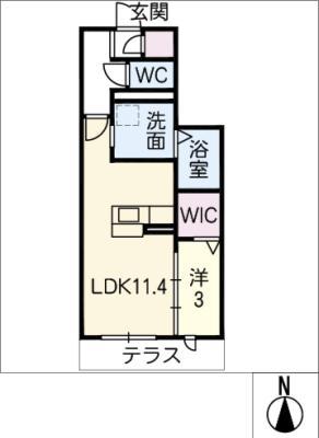 エトワール桜(1LDK/1階)の間取り写真