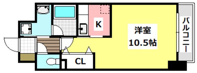 大阪モノレール彩都線 豊川駅(大阪) 徒歩17分 7階建 築26年(1K/6階)の間取り写真