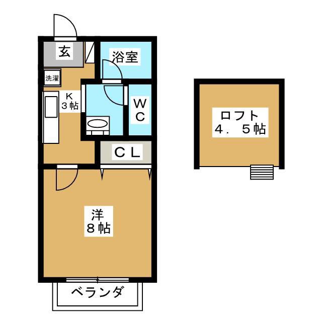 ハイツ金子(1K/2階)の間取り写真