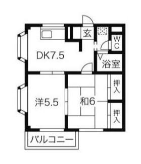 エステートピア大宮(2DK/2階)の間取り写真