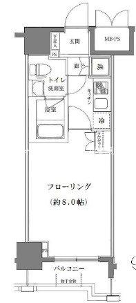 ライジングプレイス南千住(1K/15階)の間取り写真