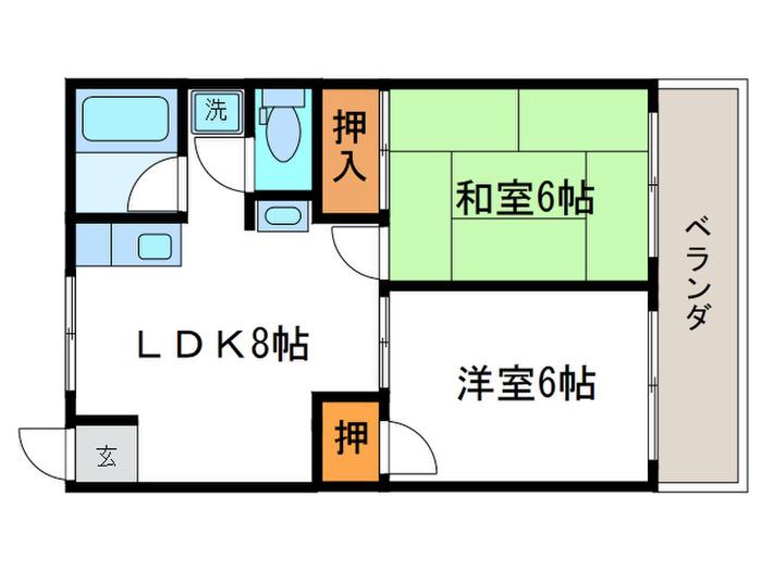 西部ハイツ(2LDK/3階)の間取り写真