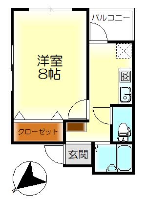 呉中央682(1K/4階)の間取り写真