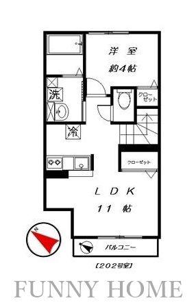 K HOUSE -ケイ ハウス-(1LDK/2階)の間取り写真
