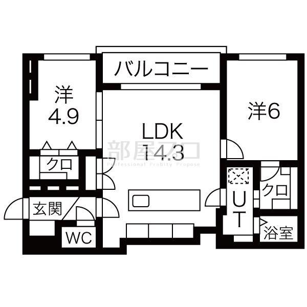 GALUSIA(2LDK/3階)の間取り写真