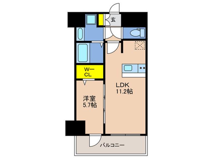 プレサンス神戸セレスティア(1LDK/15階)の間取り写真