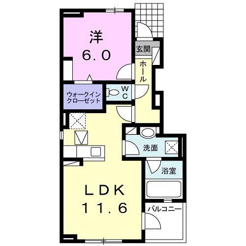 ビオーラ奏 II(1LDK/1階)の間取り写真