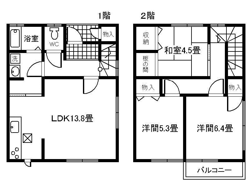 タイガー玉里(3LDK/1階)の間取り写真