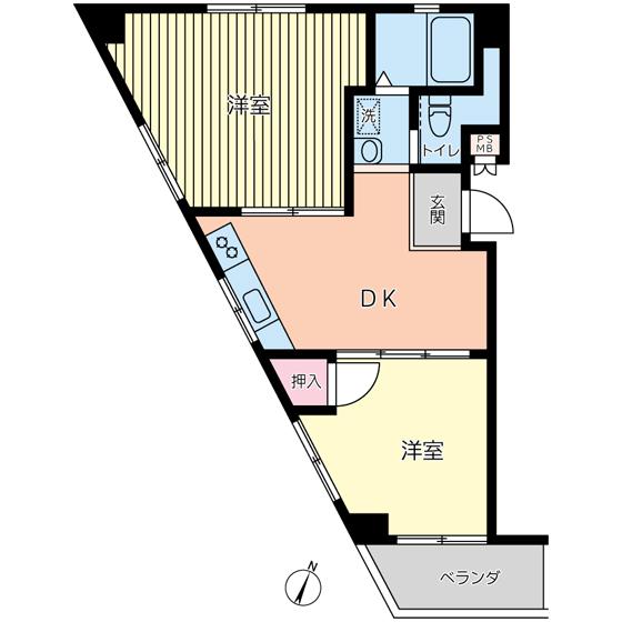 北品川レジデンス(2DK/6階)の間取り写真