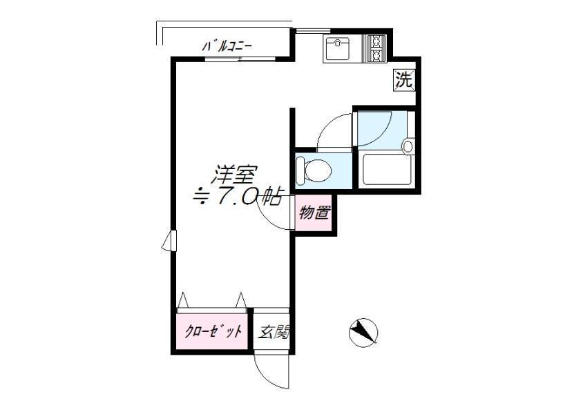 ヴィラージュ仲池上(1K/1階)の間取り写真