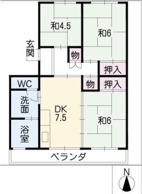 第一伊藤コーポ(3DK/3階)の間取り写真