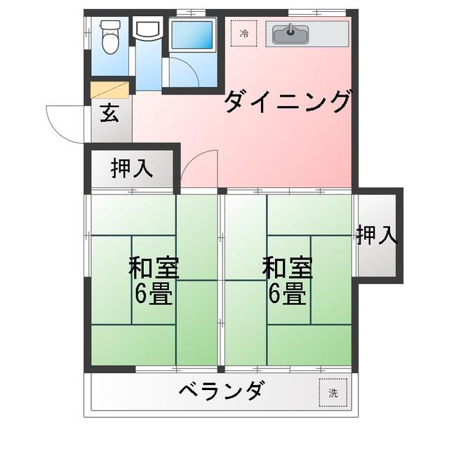 内田アパート(2DK/2階)の間取り写真