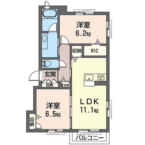 すみれヒルズ D(2LDK/1階)の間取り写真