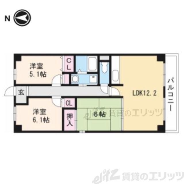 アソシアード高槻(3LDK/10階)の間取り写真