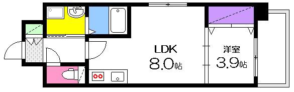BONHEUR宇品海岸(1LDK/10階)の間取り写真