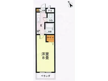 ロベリア(1K/3階)の間取り写真