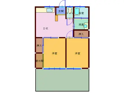 緒方コーポ(2DK/1階)の間取り写真