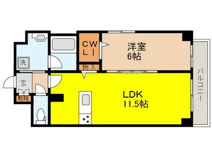 ブルーメ本山(1LDK/3階)の間取り写真