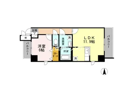 BJ氷川町(1LDK/2階)の間取り写真