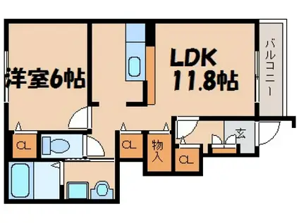 スリズイエ(1LDK/1階)の間取り写真