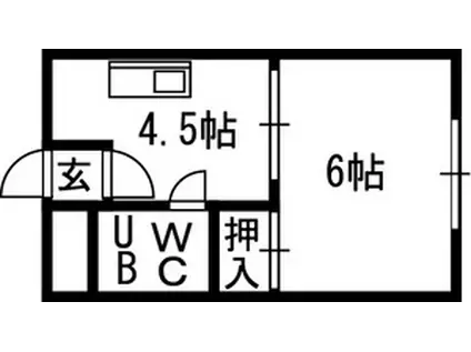 山崎ビル(1DK/3階)の間取り写真