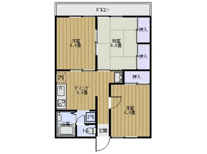 カスティーヨ(3DK/1階)の間取り写真