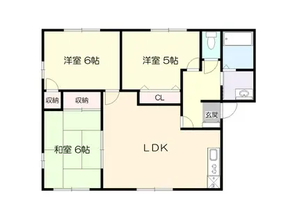 グリーンビレッジ天昌寺D棟(3LDK/2階)の間取り写真