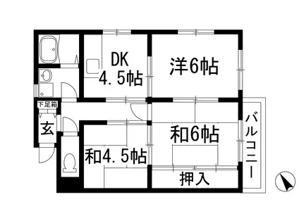 村上マンション(3DK/4階)の間取り写真