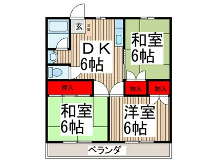 メゾン富士見I(3DK/2階)の間取り写真