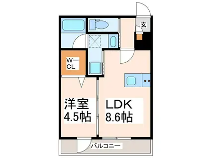 グッドラック五番館 β(1LDK/2階)の間取り写真