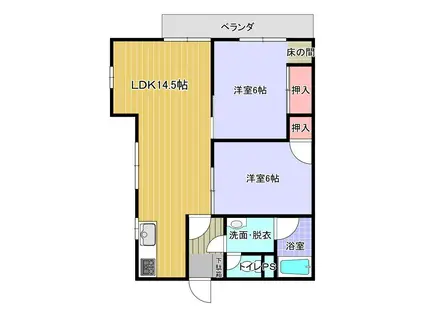 三井ハイツ(2LDK/2階)の間取り写真