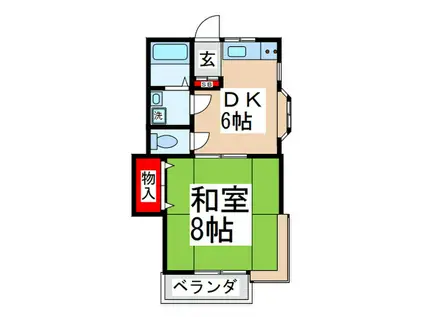 ライトハウス萩山(1DK/2階)の間取り写真