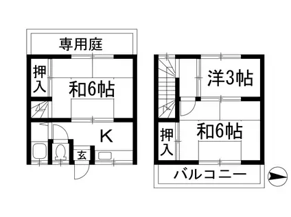 伸幸荘(3K/1階)の間取り写真