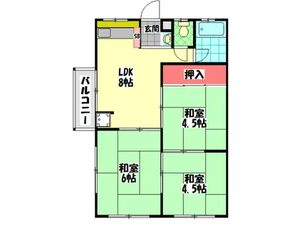 大日松原マンション(3DK/2階)の間取り写真