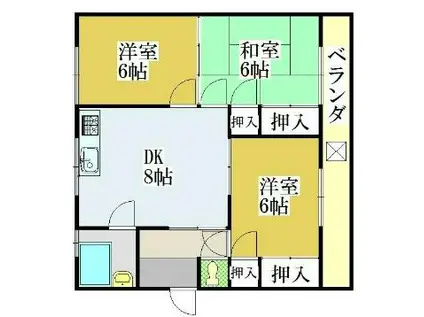 雅泉荘ビル(3DK/4階)の間取り写真