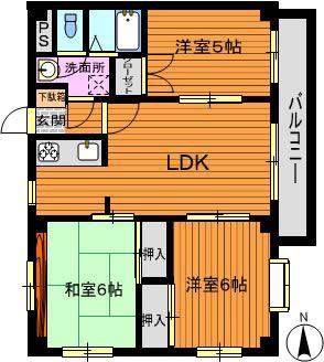 三原ルネッサンス(3LDK/8階)の間取り写真