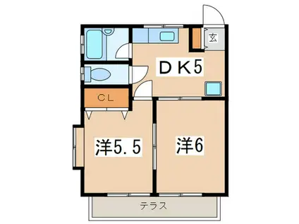 ドエルコーヤマ(2DK/1階)の間取り写真