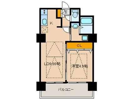 ノルデンタワー新大阪プレミアム(1LDK/2階)の間取り写真