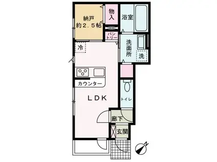 YKアパート(1LDK/1階)の間取り写真