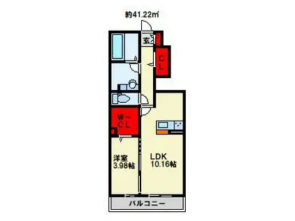 パープルシャイン蒲生(1LDK/1階)の間取り写真