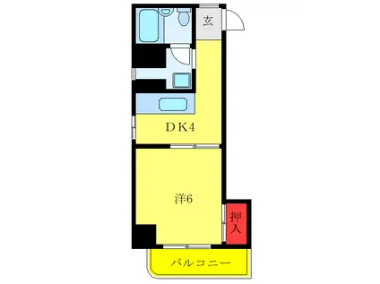 サンライズマンション(1DK/5階)の間取り写真