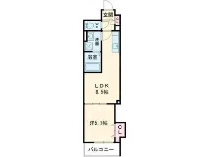 クリエオーレ菱江III(1LDK/1階)の間取り写真
