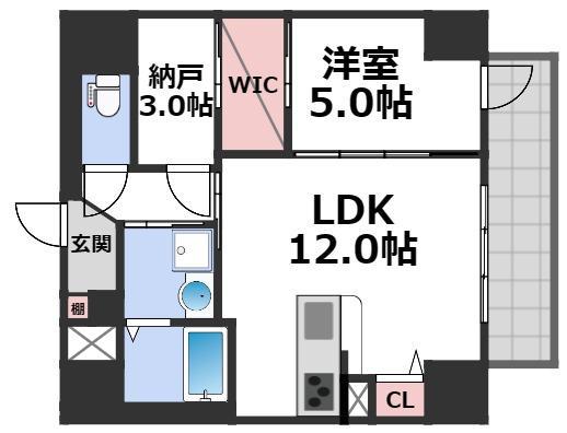 LA CASA 上汐(1SLDK/10階)の間取り写真