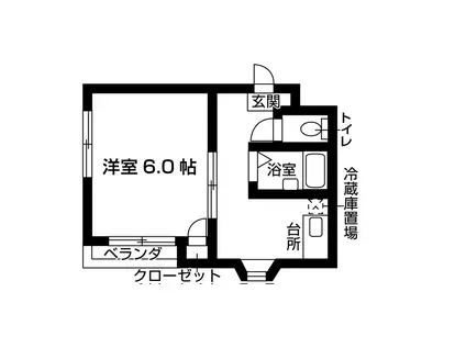 梅ヶ枝マンションII(1K/4階)の間取り写真