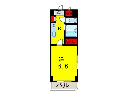 ハートポート五井(1K/4階)の間取り写真