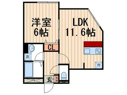 LIFE TOWN SHINKOIWA(1LDK/1階)の間取り写真