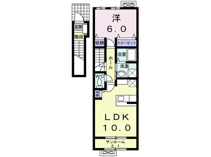 オールージュ(1LDK/2階)の間取り写真