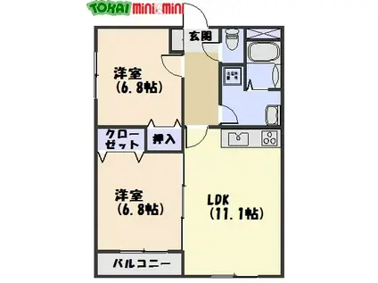 GOOD TOWN(2LDK/4階)の間取り写真